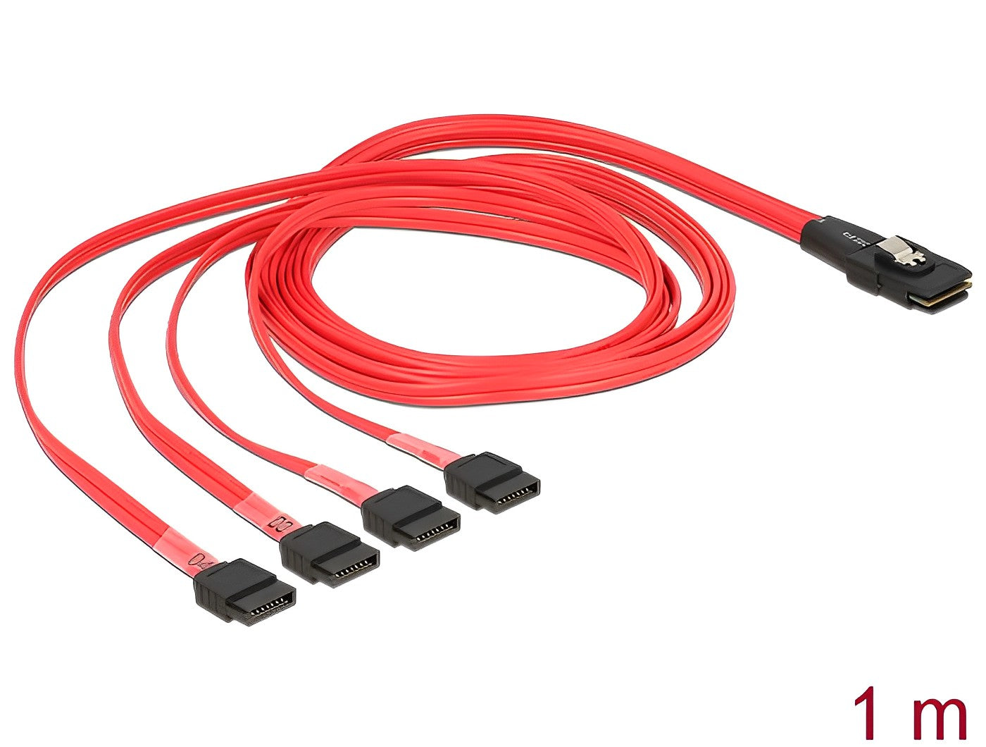 כבל Mini SAS SFF-8087 ל-SATA 7 pin x 4 - delock.israel