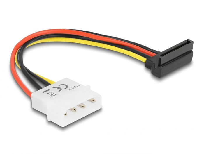 כבל חשמל שקע SATA 15 pin בזווית 90° למטה לתקע מולקס 4 פין - delock.israel