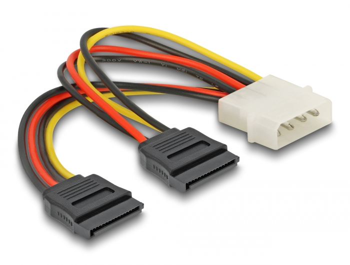 כבל מפצל חשמל 2 SATA 15 pin x נקבה לתקע מולקס 4 פין - delock.israel