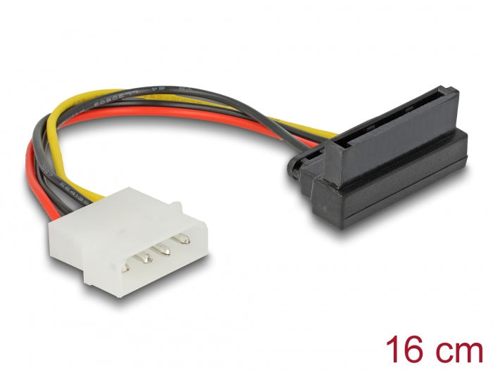 כבל חשמל שקע SATA 15 pin בזווית 90° למעלה לתקע מולקס 4 פין - delock.israel
