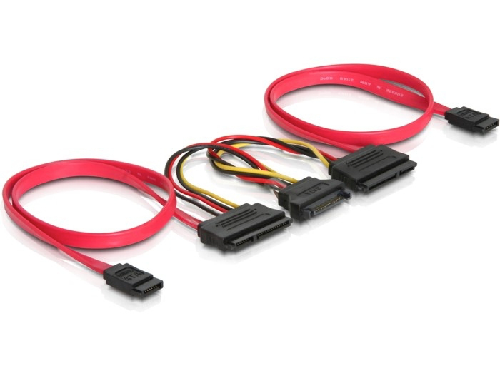 כבל חשמל ונתונים כפול שקע SATA 3 Gb/s 22 pin לשקע SATA 7 pin + תקע Power SATA - delock.israel