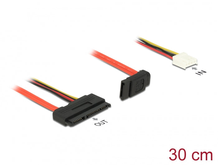 כבל חשמל ונתונים שקע SATA 6 Gb/s 22 pin לשקע SATA 7 pin + שקע Floppy 4 pin - delock.israel
