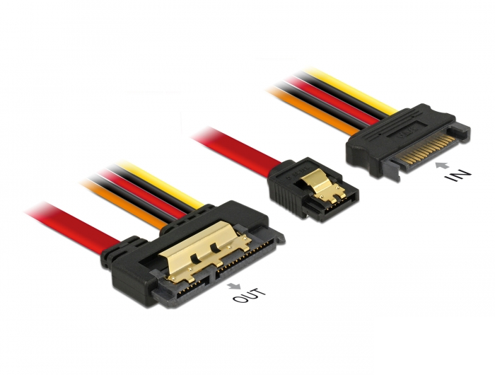 כבל חשמל ונתונים שקע SATA 6 Gb/s 22 pin לשקע SATA 7 pin + תקע Power SATA - delock.israel