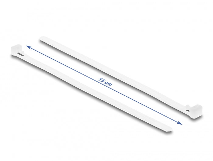 Delock Cable ties reusable L 150 x W 7.2 mm 100 pieces white - delock.israel