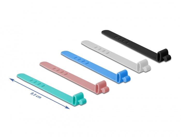 Delock Silicone Cable Ties reusable 10 pieces assorted colors - delock.israel