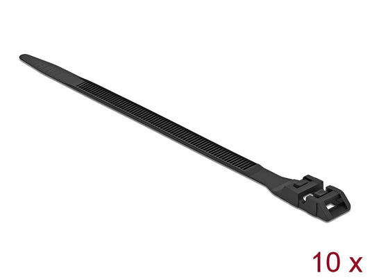 Delock Cable Tie with Double Locking L 190 x W 9 mm black 10 pieces - delock.israel