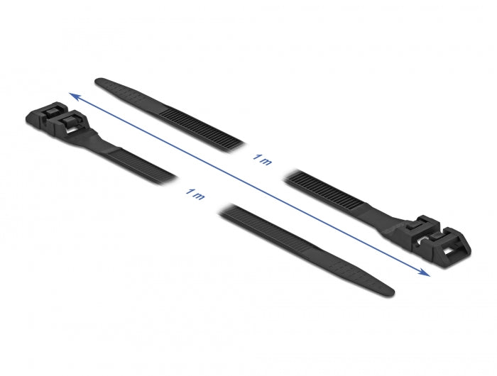 Delock Cable Tie with Double Locking L 1000 x W 9 mm black 10 pieces - delock.israel