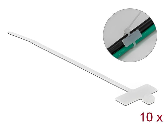 Delock Cable Tie with Label Tap L 100 x W 2.5 mm white 10 pieces - delock.israel
