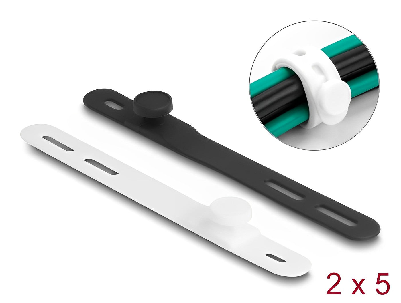 Delock Soft Tie flexible reusable set 10 pieces black / white - delock.israel