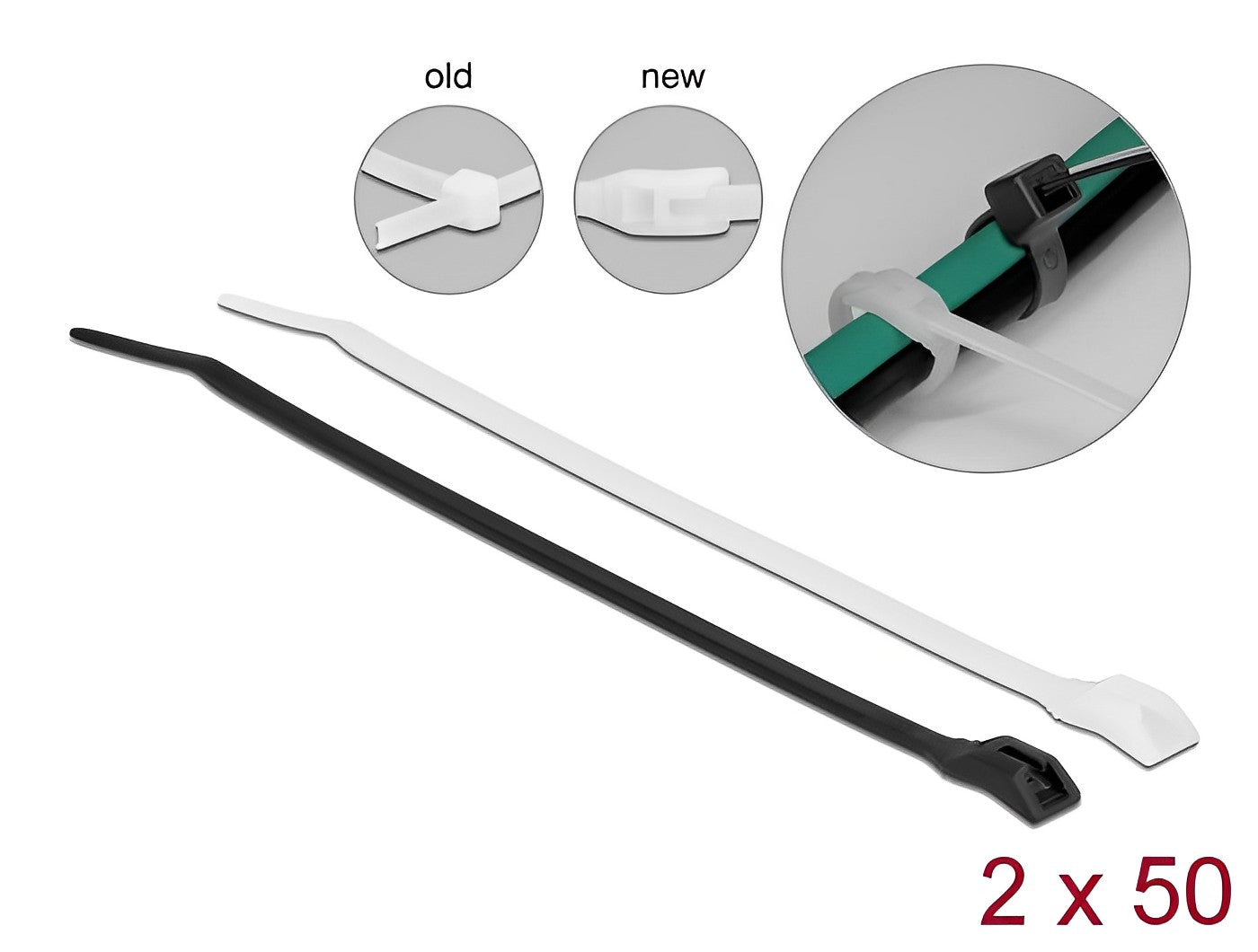 Delock Cable tie with flat head L 205 x W 2.5 mm 100 pieces - delock.israel