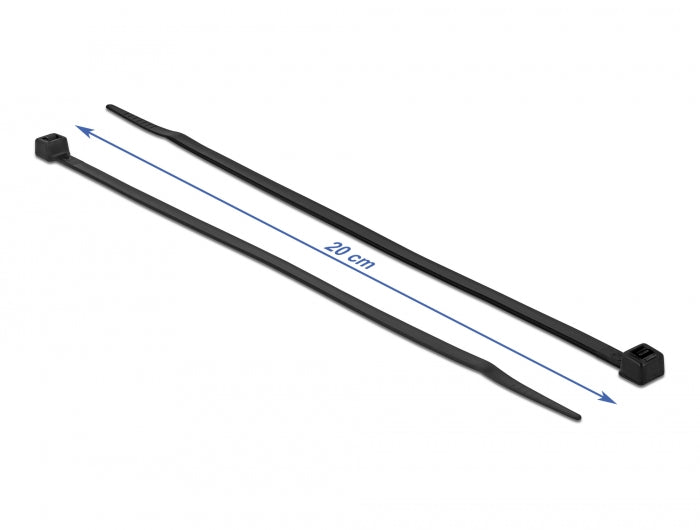 Delock Cable tie heat resistant L 200 x W 4.8 mm black 100 pieces - delock.israel