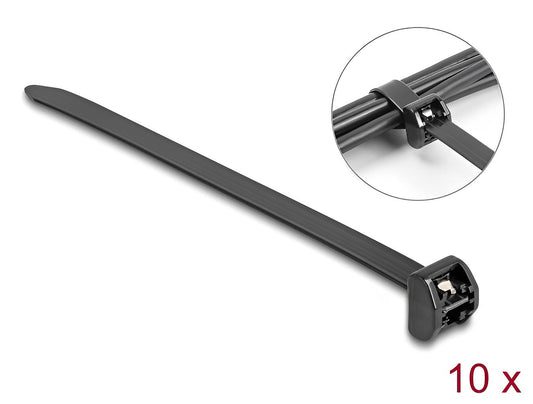 Delock Cable Tie with metal tab pieces black - delock.israel