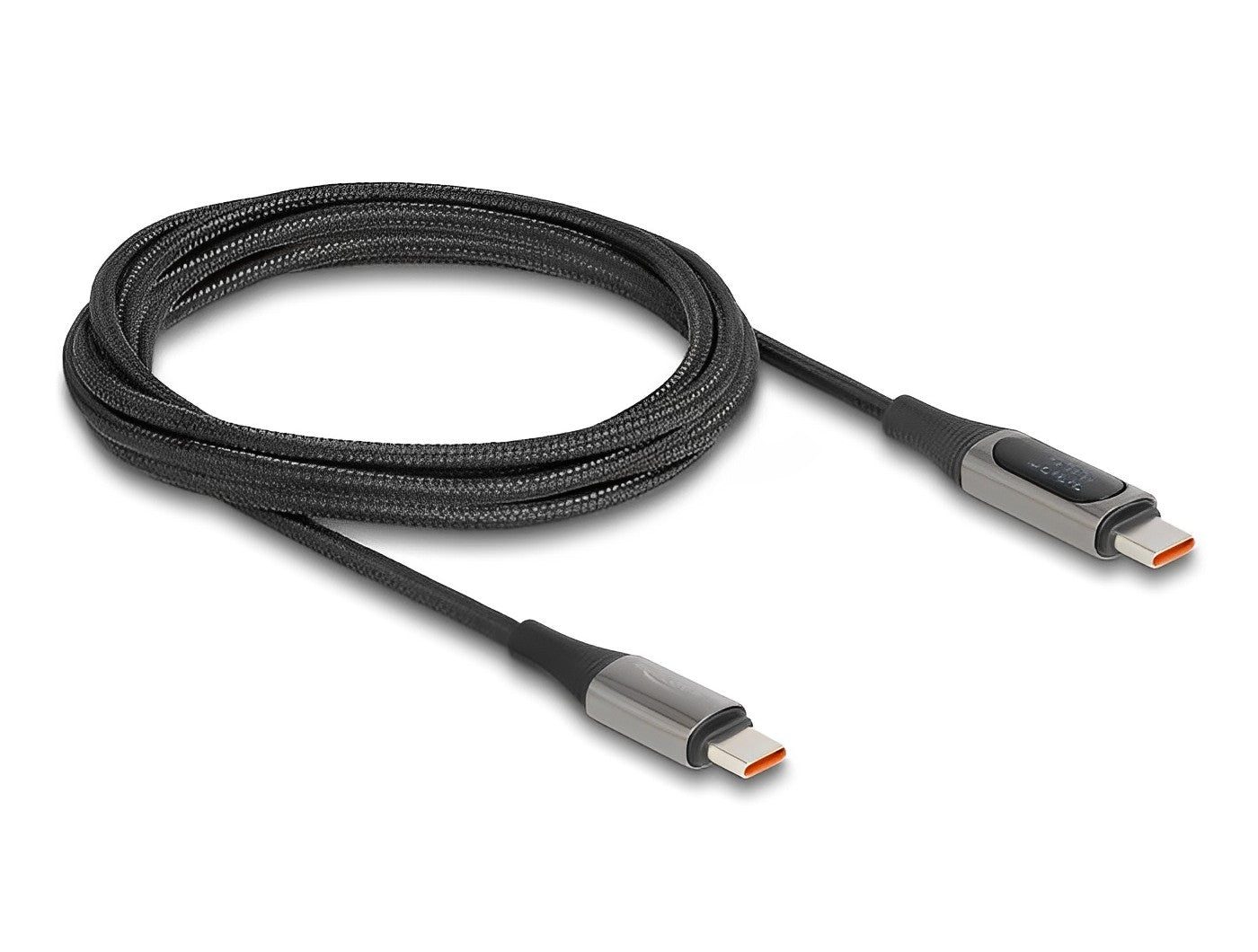 כבל טעינה מהירה עם צג USB-C 2.0 ז/ז תומך PD 3.0 100 W אורך 2 מטר - delock.israel