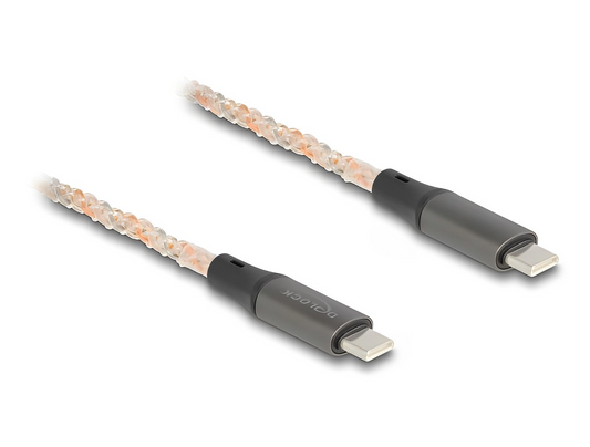 כבל טעינה ונתונים USB-C 2.0 RGB ז/ז תומך PD 3.0 100 W אורך 1.2 מטר - delock.israel