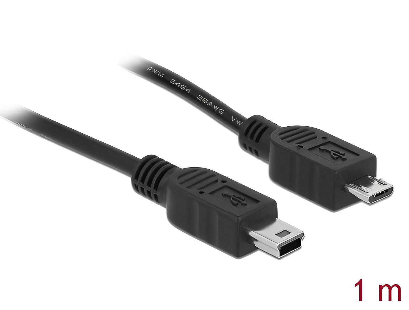 כבל USB 2.0 תקע Micro-B לתקע Mini-B אורך 1 מטר - delock.israel