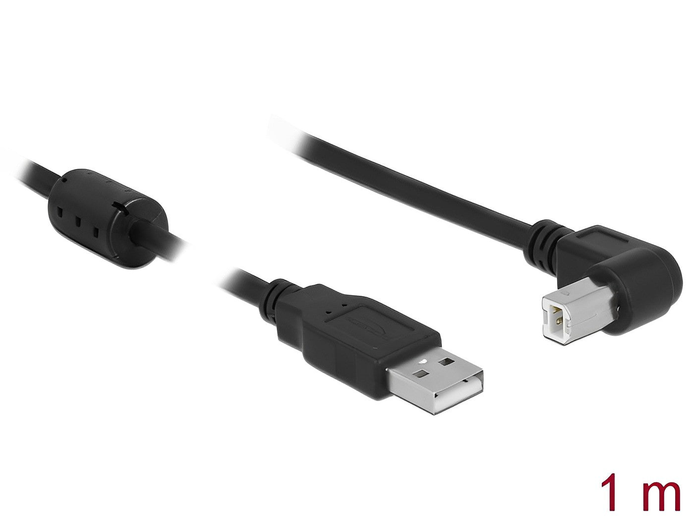 כבל USB 2.0 A-B עם פריט ז/ז בזווית 90° - delock.israel