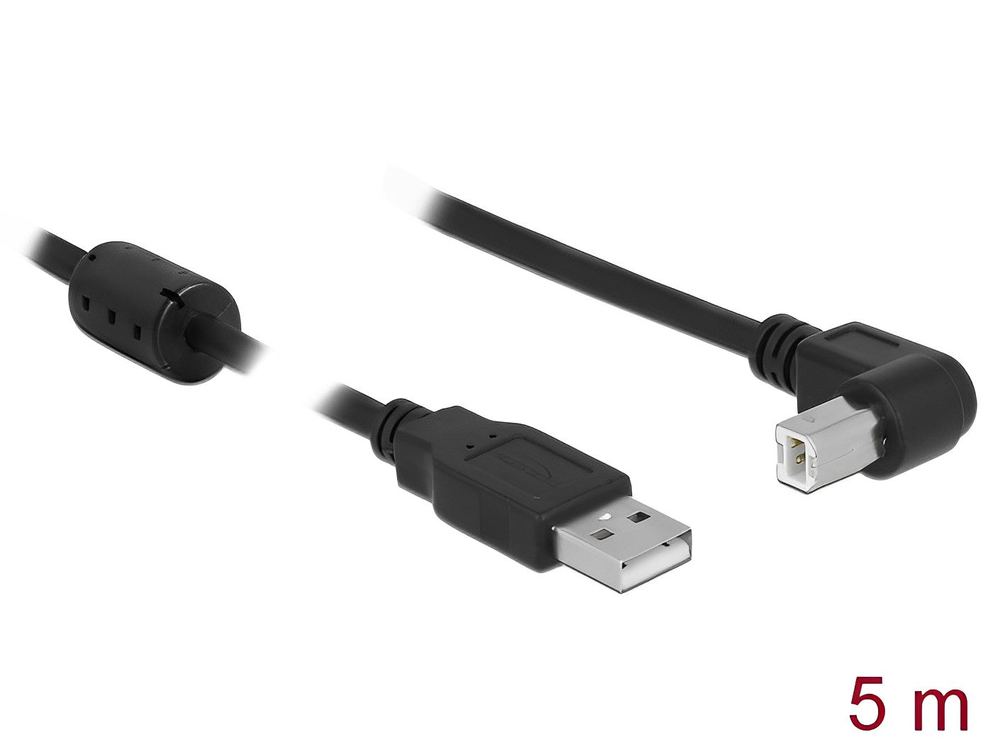 כבל USB 2.0 A-B עם פריט ז/ז בזווית 90° - delock.israel