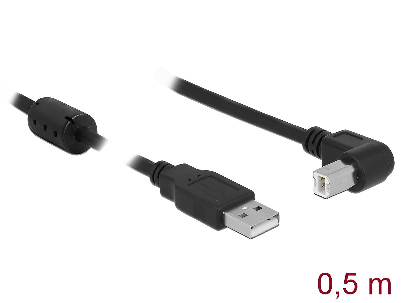 כבל USB 2.0 A-B עם פריט ז/ז בזווית 90° - delock.israel