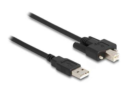 כבל USB 2.0 A-B עם ברגים בצדדים ז/ז - delock.israel