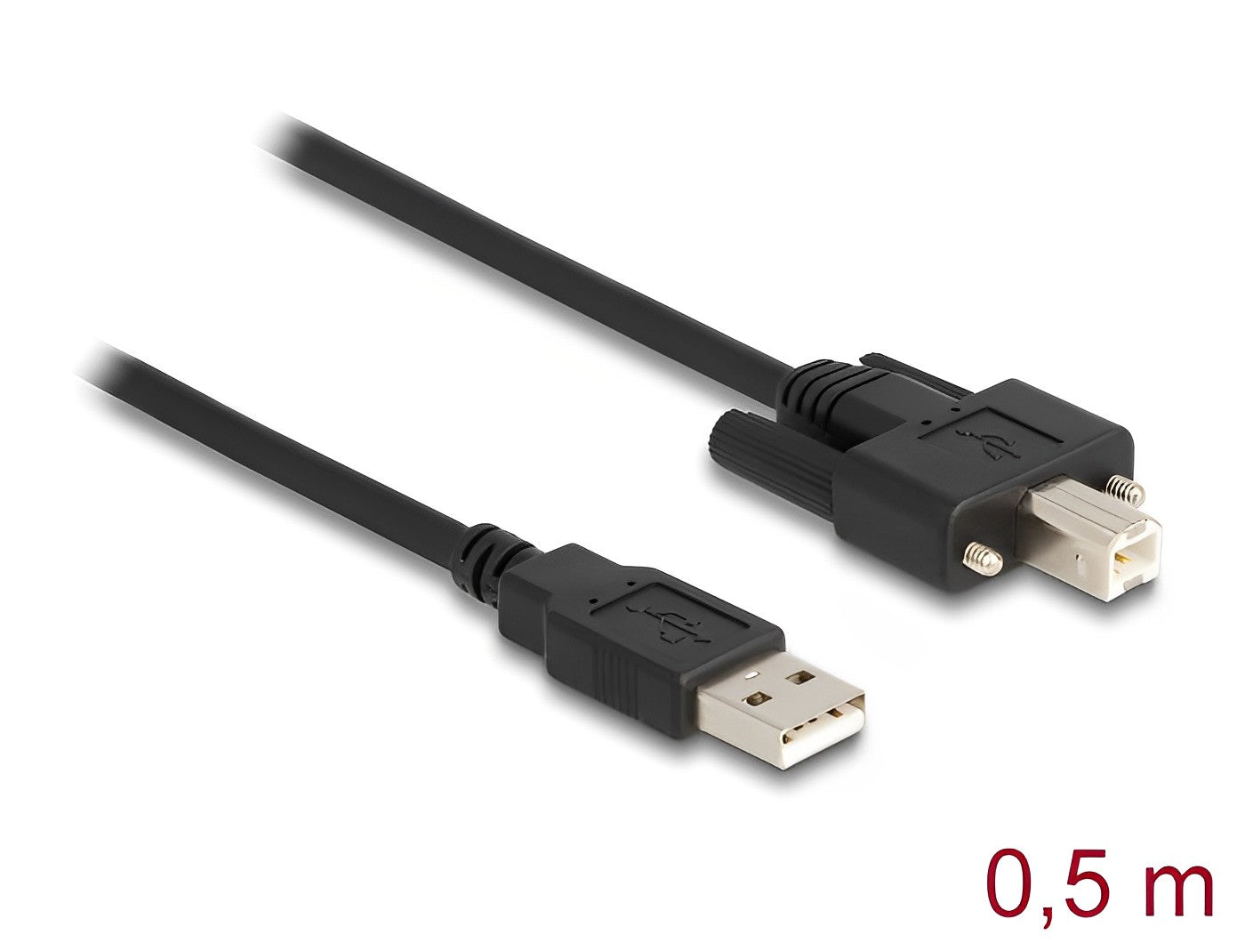 כבל USB 2.0 A-B עם ברגים בצדדים ז/ז - delock.israel