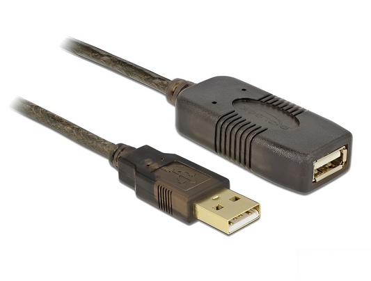 כבל מאריך אקטיבי USB-A 2.0 ז/נ אורך 5 מטר - delock.israel