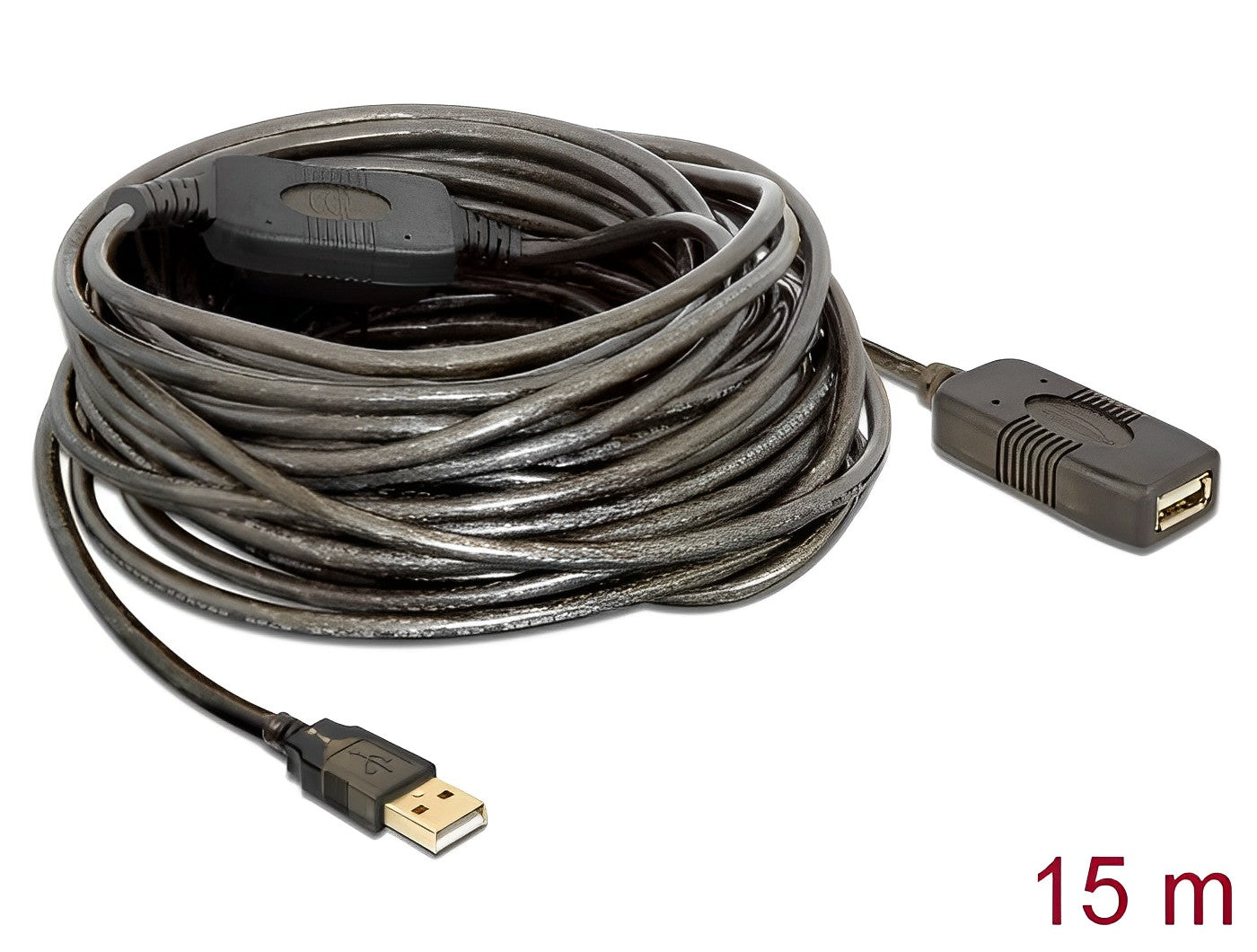 כבל מאריך אקטיבי USB-A 2.0 ז/נ אורך 15 מטר - delock.israel