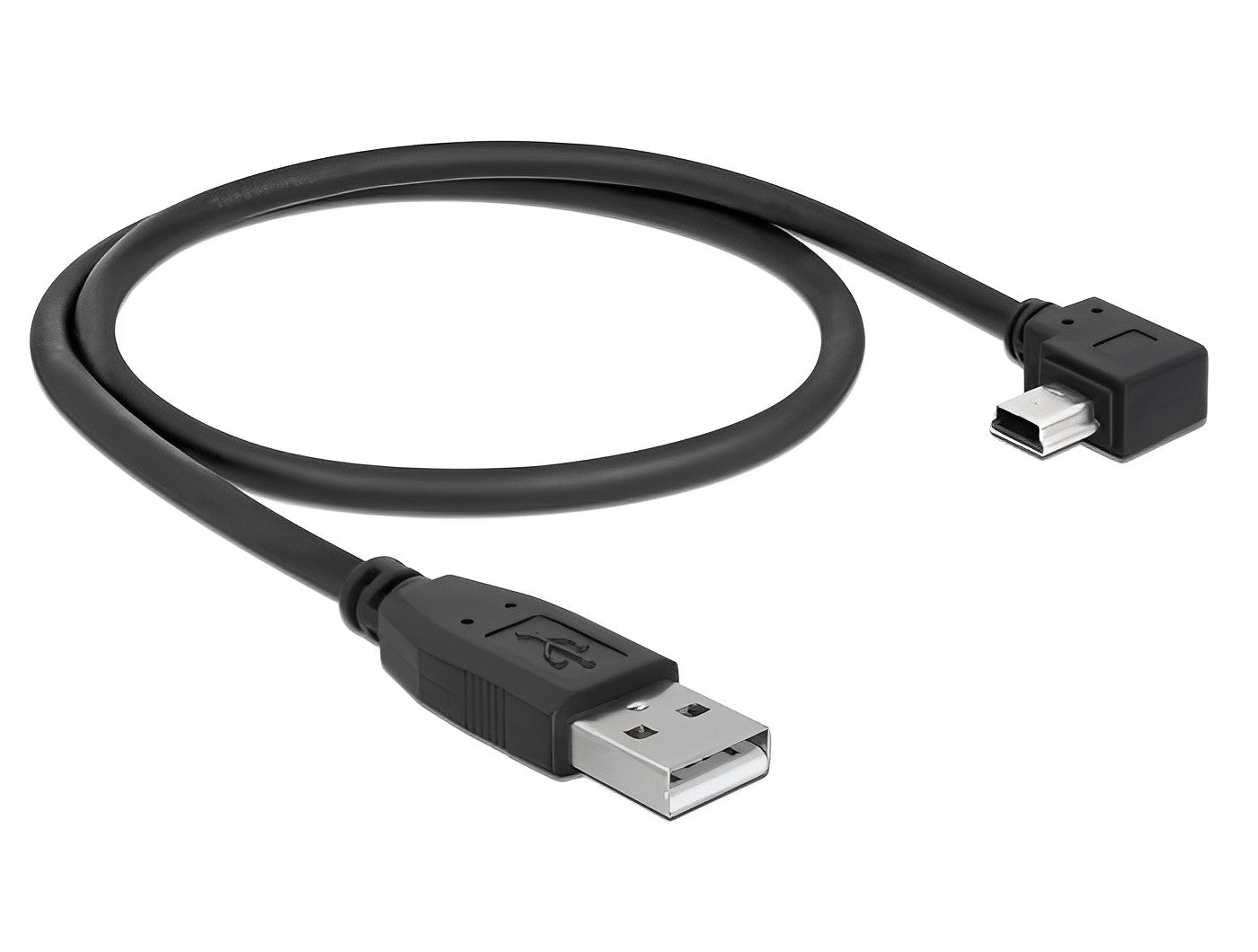 כבל מיני USB 2.0 תקע USB-A לתקע Mini-B בזווית 90° שמאלה - delock.israel