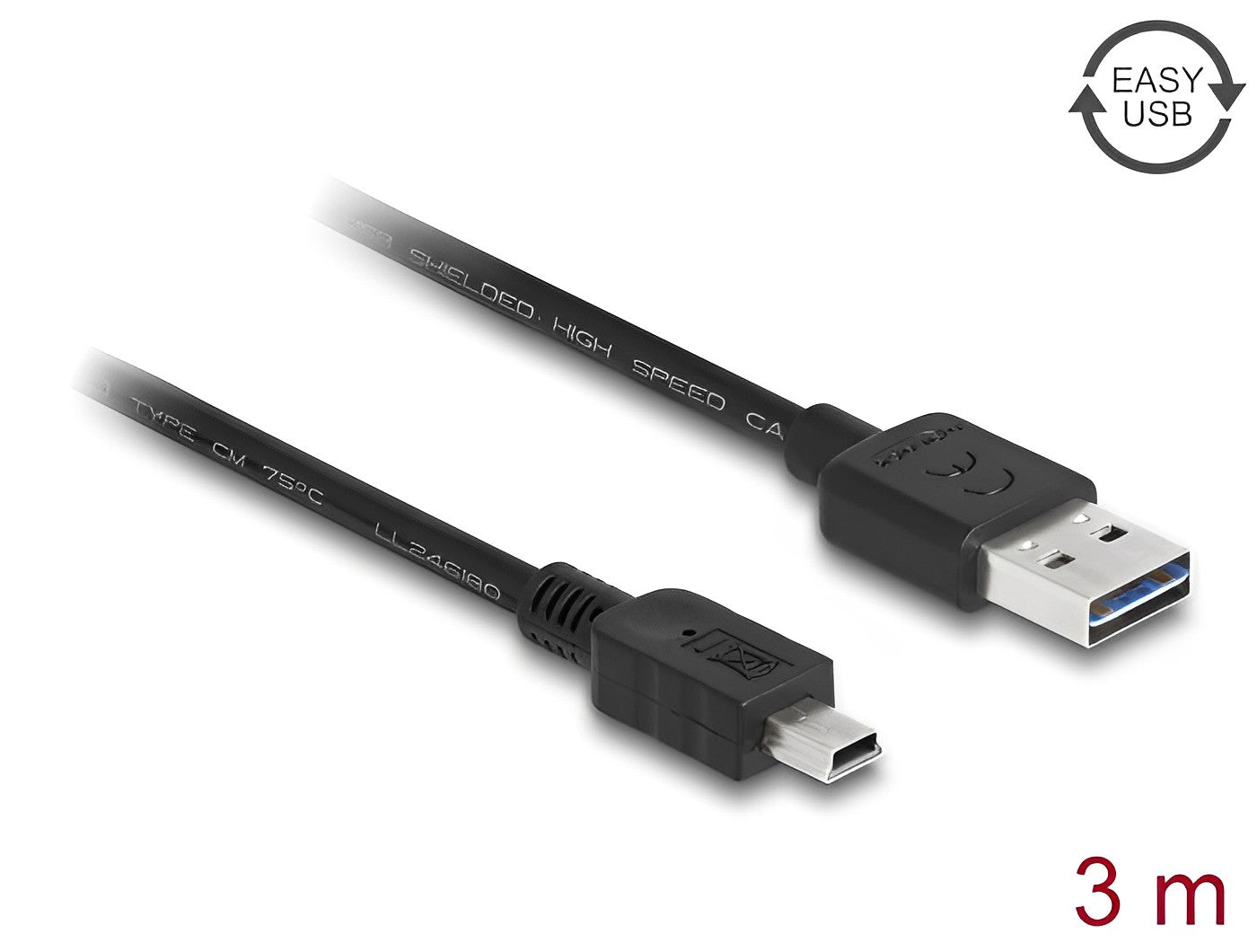 כבל מיני EASY-USB 2.0 תקע Mini-B לתקע USB-A דו כיווני - delock.israel