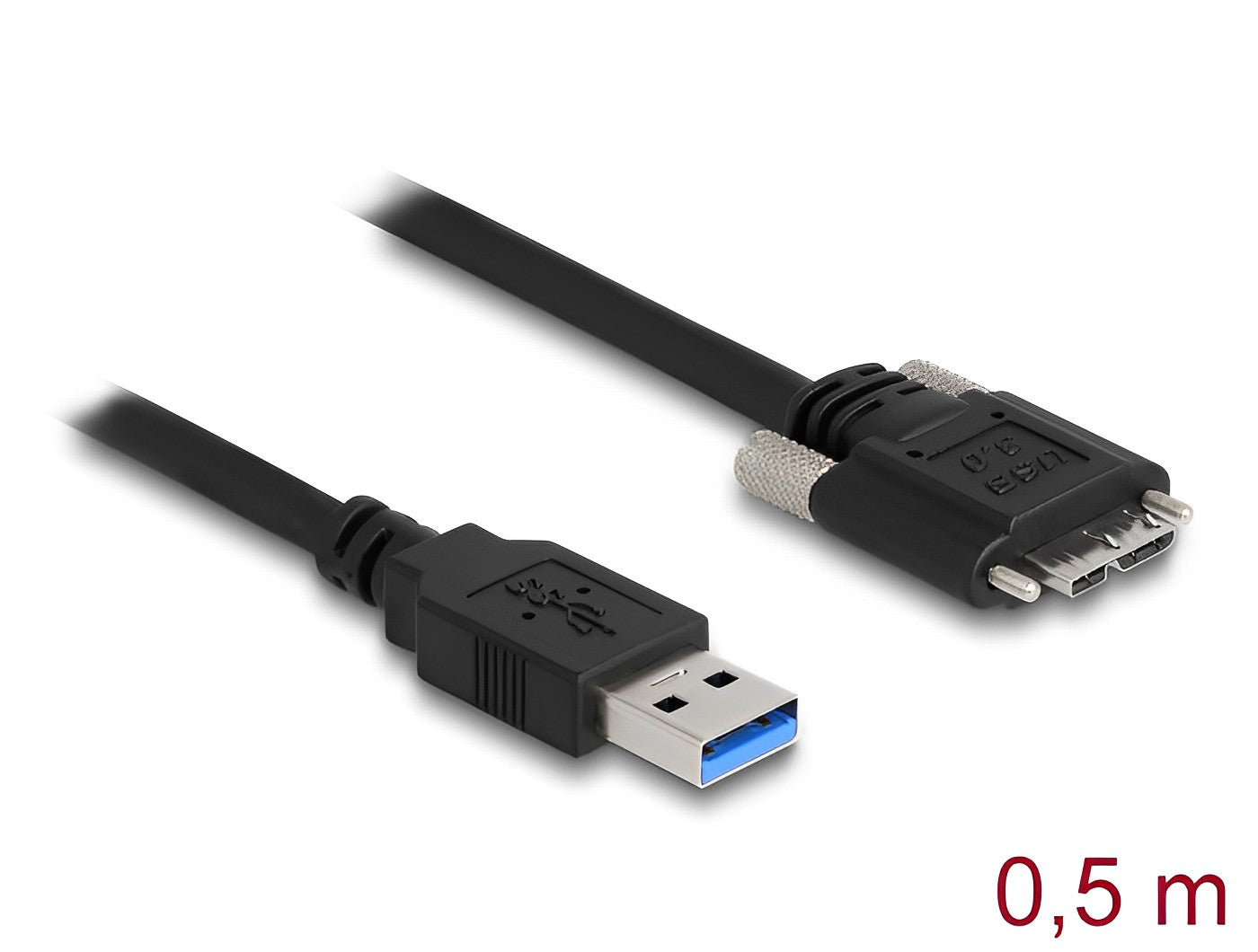 כבל USB 3.0 5Gbps תקע USB Micro-B עם ברגים נעילה לתקע USB-A - delock.israel