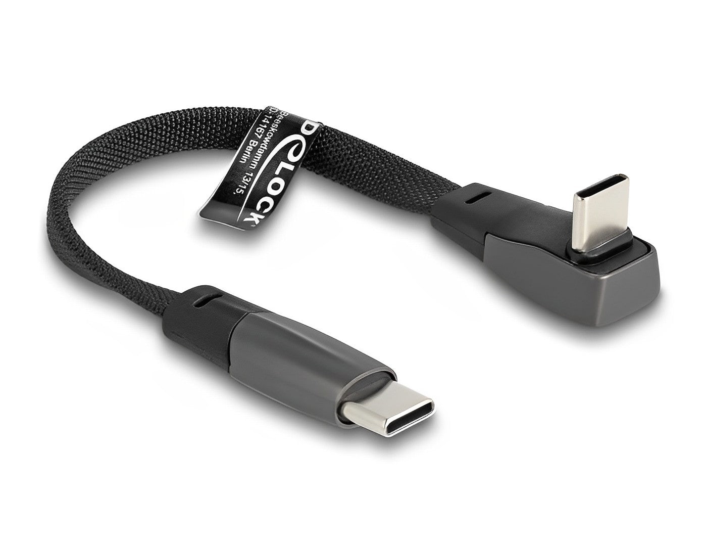 Delock USB 2.0 Flat Ribbon Cable USB Type-C™ male to USB Type-C™ male angled PD 3.0 60 W 14 cm black - delock.israel