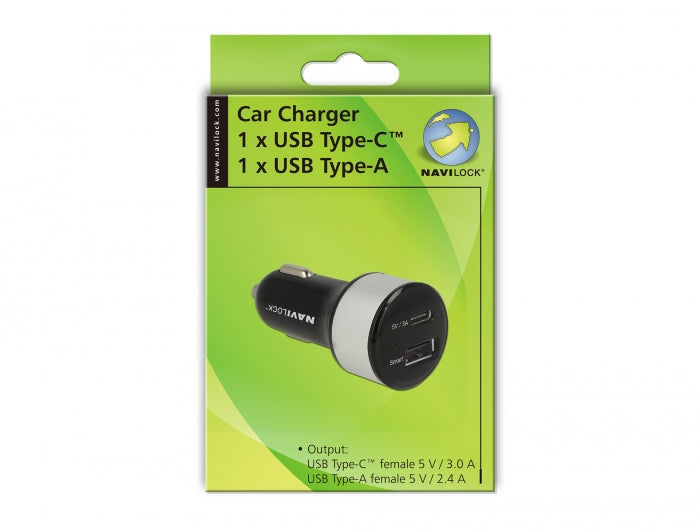 מטען כפול לרכב USB-C/A - delock.israel