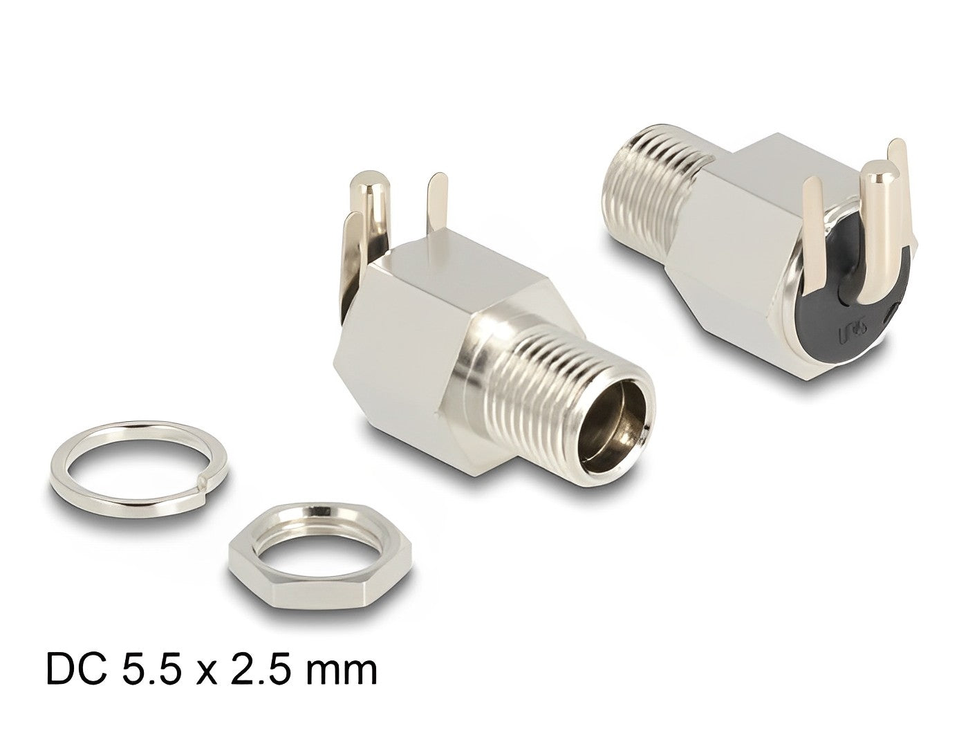 שקע DC 5.5x2.5 Hexagon 20V / 10A לפאנל בחיבור הלחמה - delock.israel