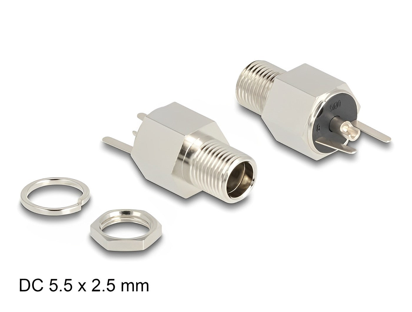 שקע DC 5.5x2.5 Hexagon 20V / 9A לפאנל בחיבור הלחמה - delock.israel