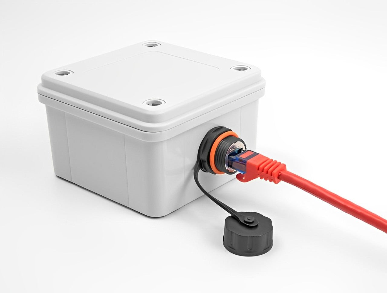 מופה רשת מסוכך RJ45 Cat.6A IP68 נ/נ להתקנה בקדח עגול עם הברגה M20 - delock.israel
