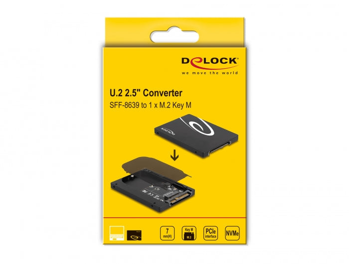 ממיר U.2 SFF-8639 2.5″ לכונן M.2 NVMe Key M - delock.israel