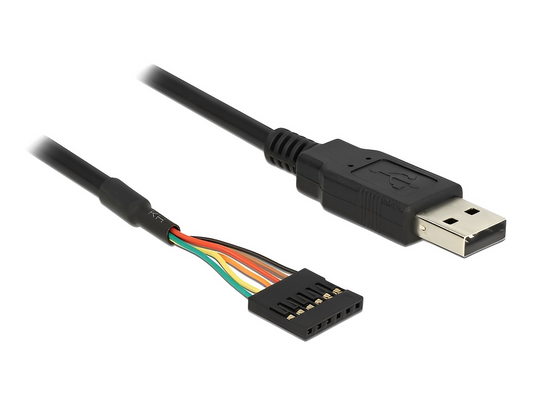 ממיר USB-A 2.0 זכר ל- TTL 5 V מחבר 6 פינים צ'יפ FTDI - delock.israel