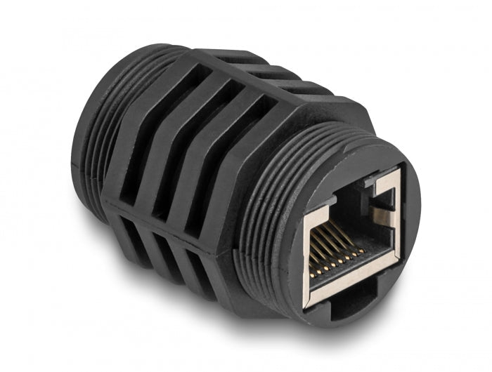 מופה רשת RJ45 Cat.6A מסוכך נ/נ מוגן מפני אבק ומים IP67 להתקנה בקדח עגול - delock.israel
