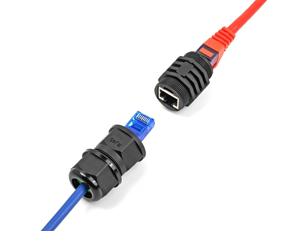 מופה רשת RJ45 Cat.6A מסוכך נ/נ מוגן מפני אבק ומים IP67 להתקנה בקדח עגול - delock.israel