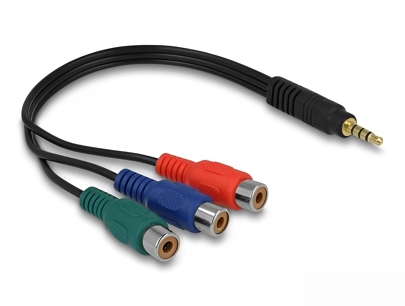 כבל וידאו 3 RCA RGB x נקבה לתקע PL 3.5 סטריאו 4 מגעים - delock.israel