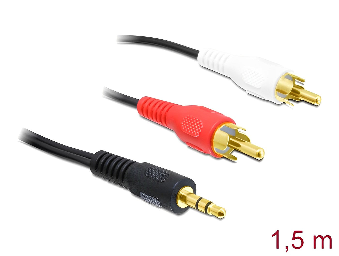 כבל אודיו RCA x 2 זכר לתקע PL 3.5 סטריאו 3 מגעים - delock.israel