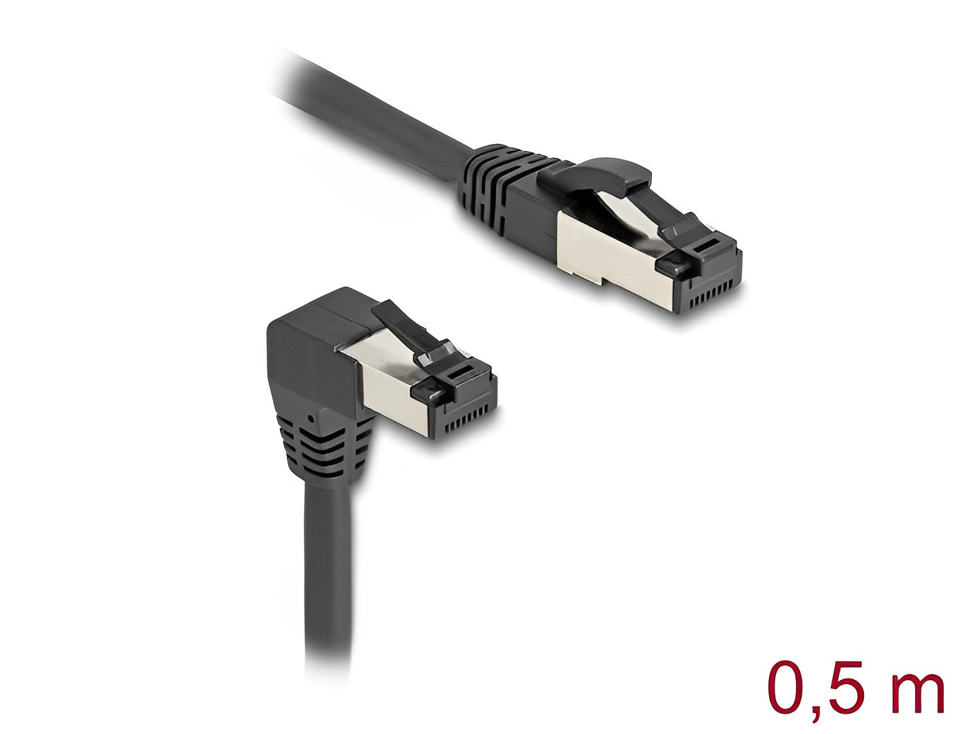 כבל רשת מסוכך RJ45 Cat.8.1 S/FTP 40Gbps ז/ז צד אחד בזווית DAWN 90° - delock.israel