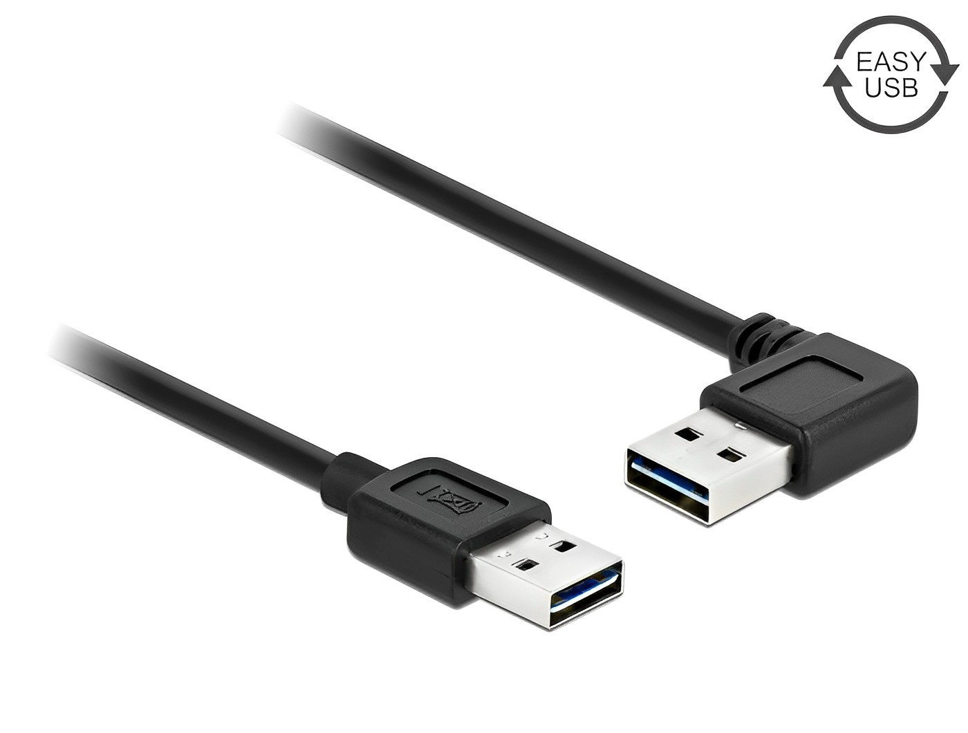 כבל EASY-USB 2.0 Type-A ז/ז עם מחברים דו כיווניים צד אחד בזווית 90° - delock.israel