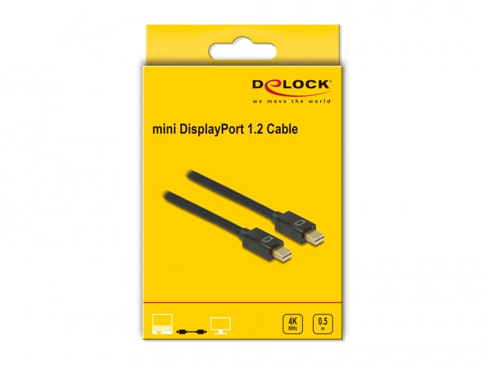 כבל מיני DisplayPort 1.2 4K מבית Delock גרמניה מספק חיבור יציב ואיכותי בין מחשבים, מסכים, מקרנים או טלוויזיות