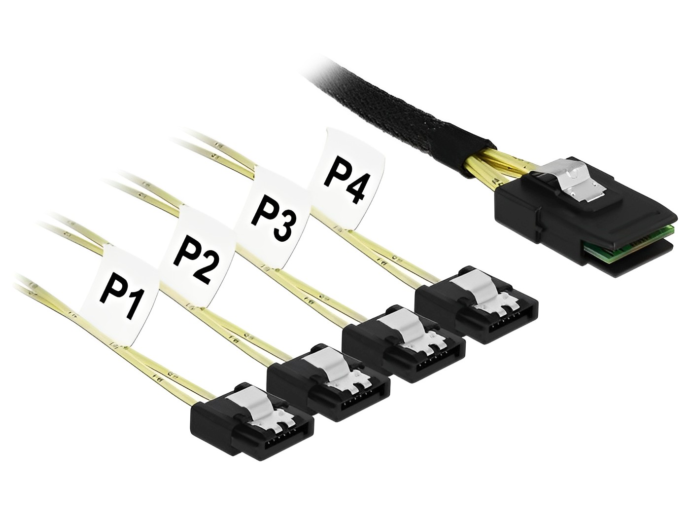 כבל Mini SAS SFF-8087 ל-SATA 7 pin x 4 - delock.israel