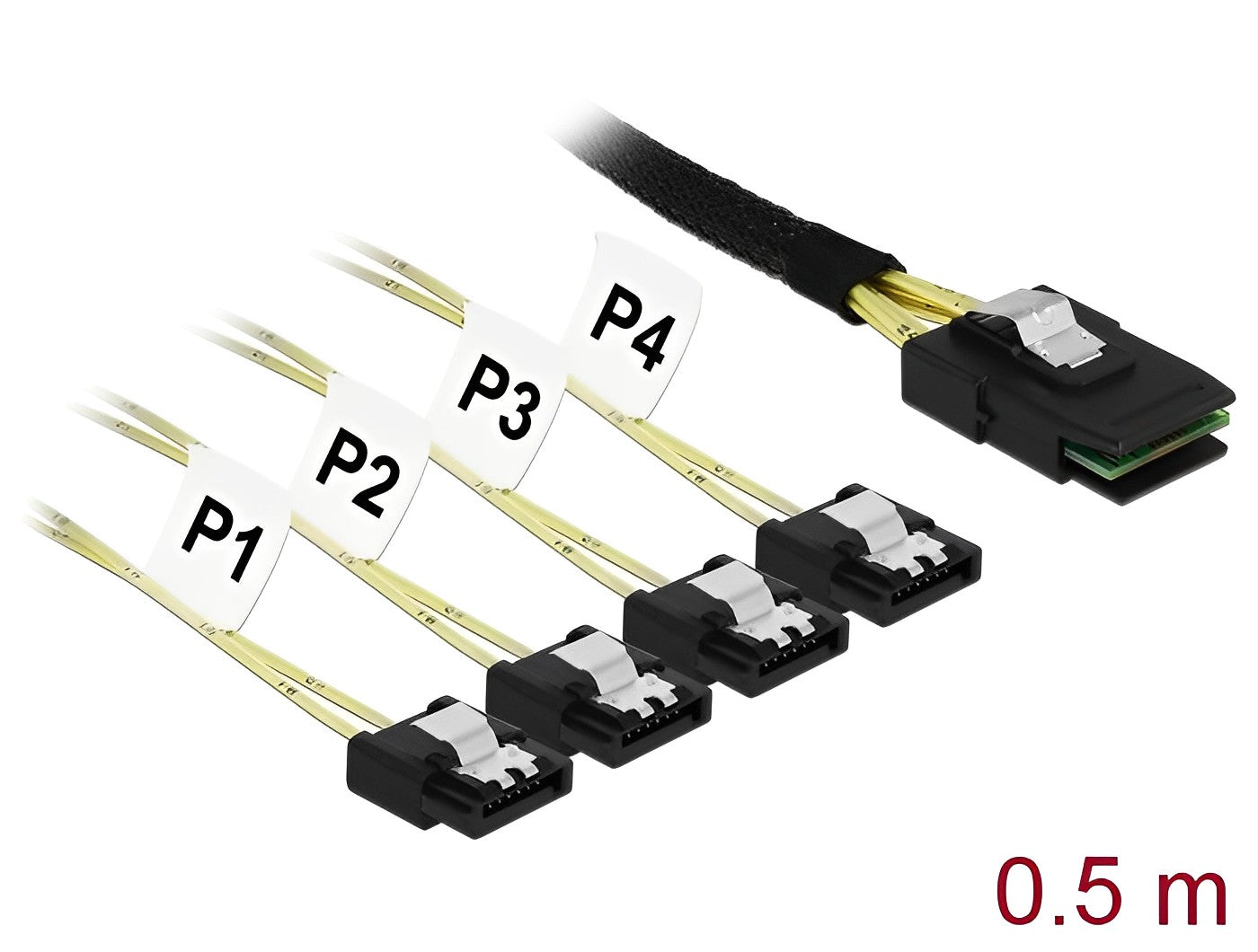 כבל Mini SAS SFF-8087 ל-SATA 7 pin x 4 - delock.israel