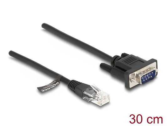 כבל קונסול לסיסקו DB9 זכר לתקע RJ45 RS-232 אורך 30 ס"מ - delock.israel