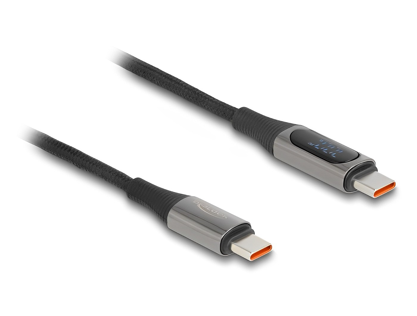 כבל טעינה מהירה עם צג USB-C 2.0 ז/ז תומך PD 3.0 100 W אורך 2 מטר - delock.israel