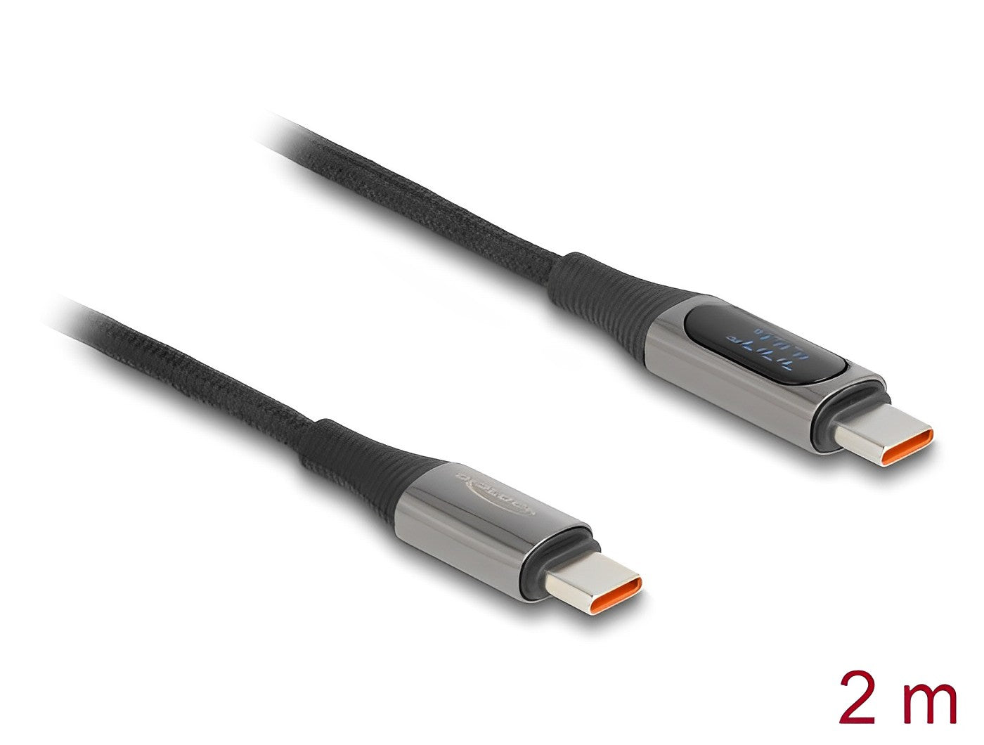 כבל טעינה מהירה עם צג USB-C 2.0 ז/ז תומך PD 3.0 100 W אורך 2 מטר - delock.israel