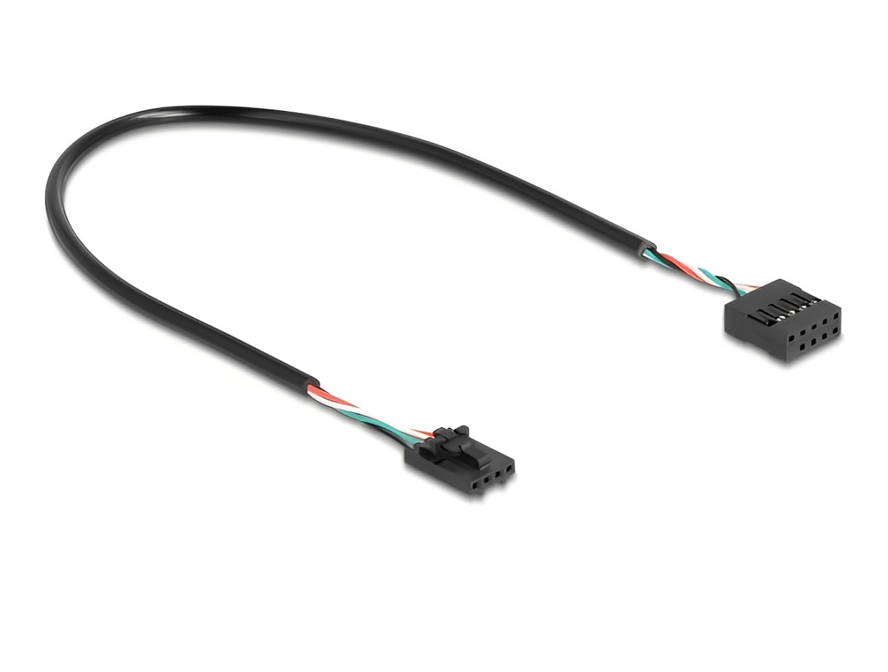 כבל USB 2.0 מבית Delock גרמניה מאפשר חיבור בין שני מחברי USB 2.0 פנימיים מסוג pin header בתצורת 10 ו-4 פינים ובמרווח של 2.54 מ"מ
