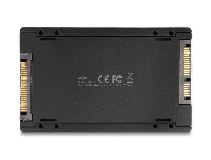 ממיר 2.5″ מבית Delock גרמניה מאפשר התקנה של כונן M.2 PCIe NVMe עם Key M או כונן SATA M.2 עם Key B בפורמטים 2280, 2260, 2242 ו־2230